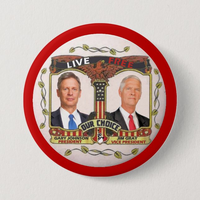 Gary Johnson/Jim-Grau im Jahre 2012 Button (Vorderseite)