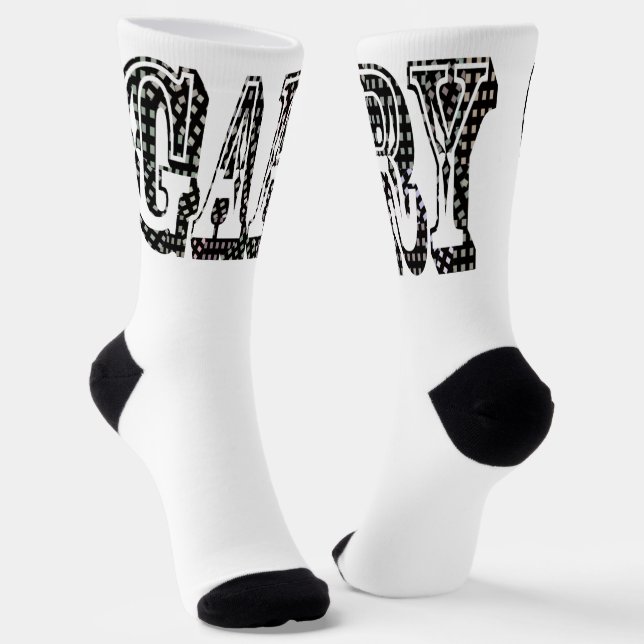 "Garys Name in einem Dimensionscheck" Socken (Gewinkelt)
