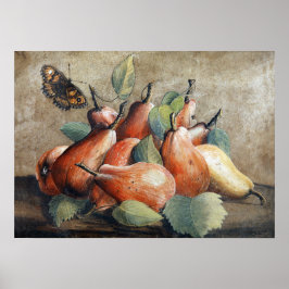 Garzoni - Stillleben mit Birnen und Schmetterling Poster