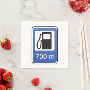 Gas Station Road Sign Paper Napkins Serviette