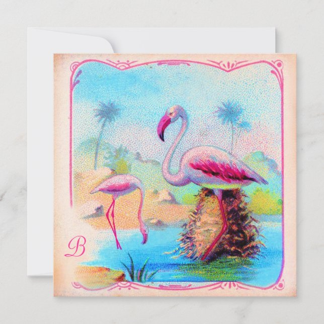 GASCHROMATOGRAPHIE | vibrierende Vintage Flamingos Einladung (Vorderseite)