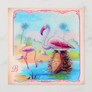 GASCHROMATOGRAPHIE   vibrierende Vintage Flamingos Einladung