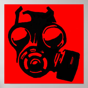 Gasmaske Grafik Schablone Poster Schild