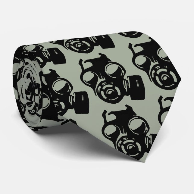 Gasmaske Graphic Stencil Krawatte Necktie (Gerollt)