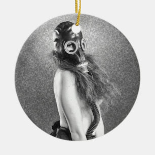 Gasmaske-Mädchen Keramikornament