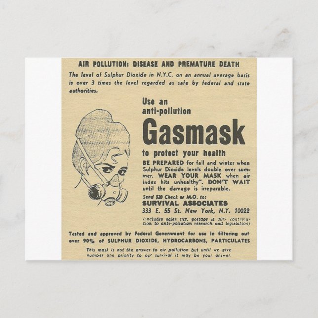 Gasmaske Postkarte (Vorderseite)