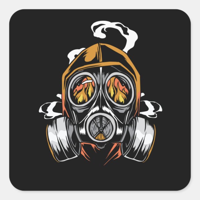 Gasmaske Quadratischer Aufkleber (Vorderseite)