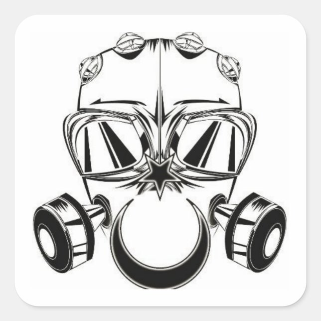 Gasmaske Quadratischer Aufkleber (Vorderseite)