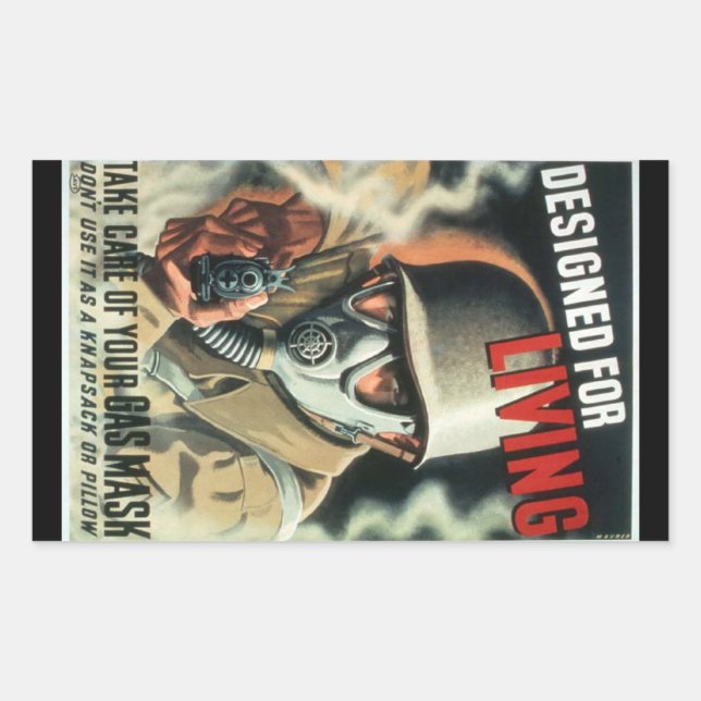 Gasmaske Rechteckiger Aufkleber (Vorderseite)