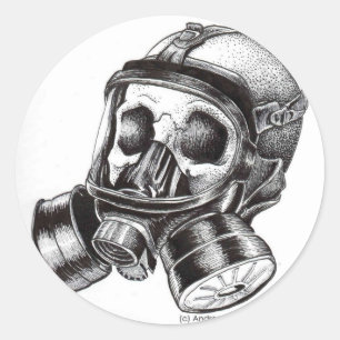 GasMaske Runder Aufkleber