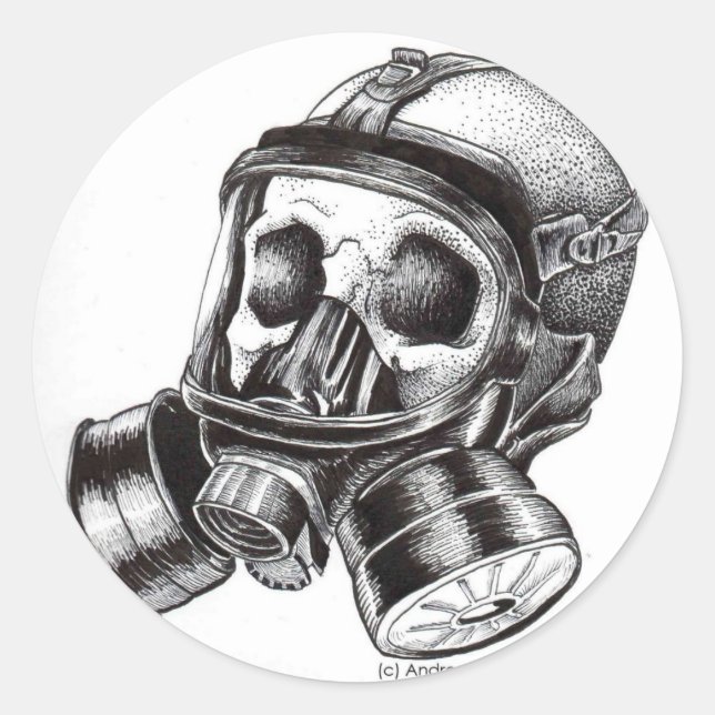 GasMaske Runder Aufkleber (Vorderseite)