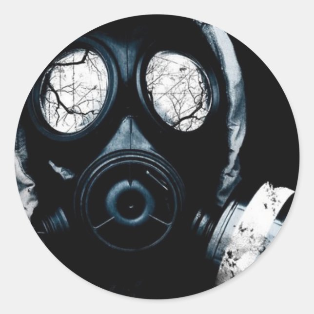 Gasmaske Runder Aufkleber (Vorderseite)