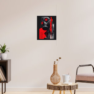 Gasmaske Trash Polka Rot Schwarz Grunge Poster
