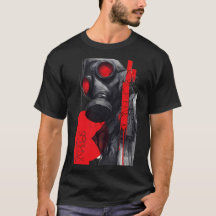 Gasmaske Trash Polka Rot Schwarz Grunge T-Shirt