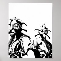 Gasmasken in Schwarz