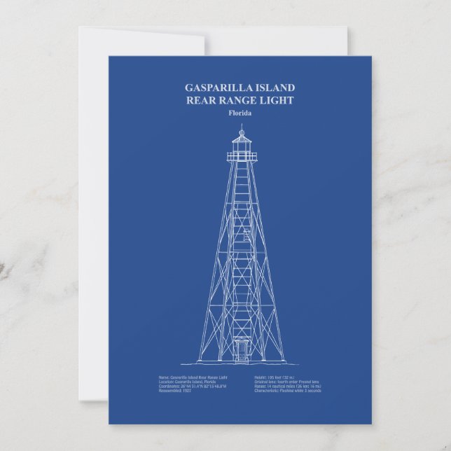 Gasparilla Island Rear Range Light - Florida - AD Dankeskarte (Vorderseite)