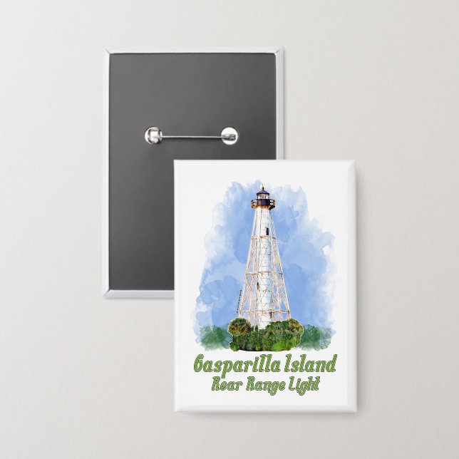 Gasparilla Island Rear Range Light - Florida Button (Vorderseite/Rückseite)
