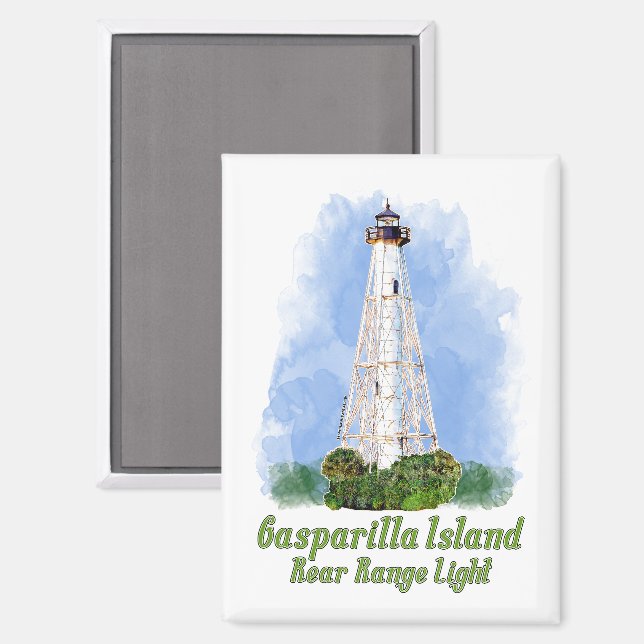 Gasparilla Island Rear Range Light - Florida Magnet (Vorderseite/Rückseite)