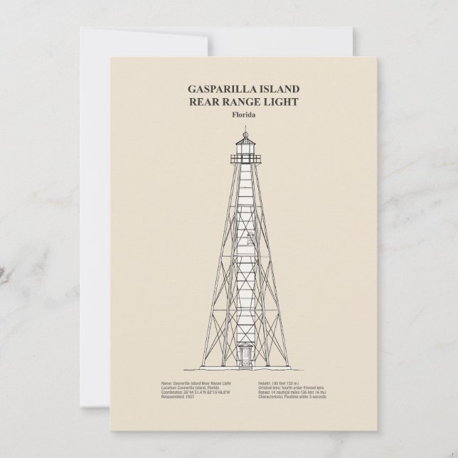 Gasparilla Island Rear Range Light - Florida - SBD Dankeskarte (Vorderseite)