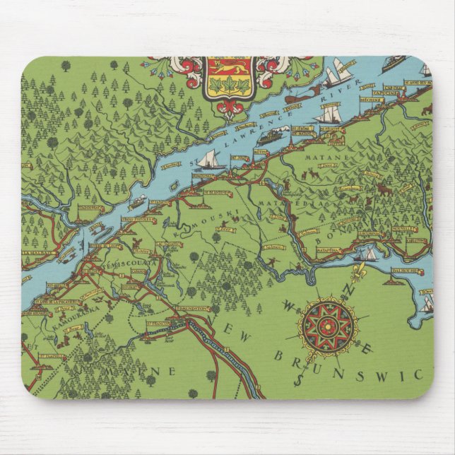 Gaspe Peninsula, Kanada Karte Mousepad (Vorne)
