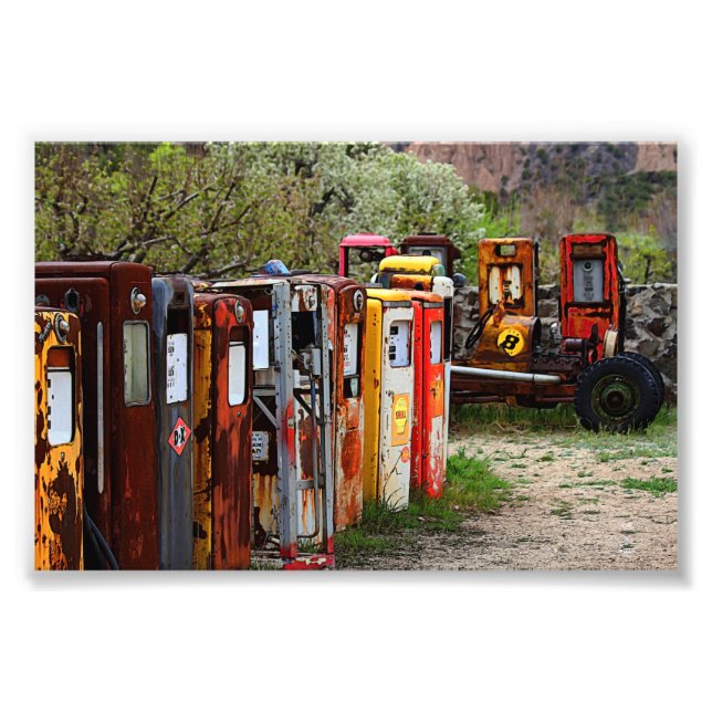 Gaspumpe Conga Linie in New Mexico Fotodruck (Vorne)