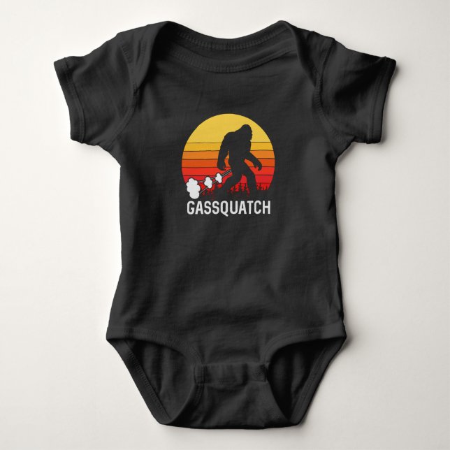 GASSQUATCH Bigfoot Retro Furz Design Baby Strampler (Vorderseite)