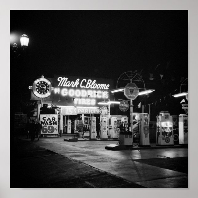 Gasstation bei Nacht - Hollywood Kalifornien - 194 Poster (Vorne)
