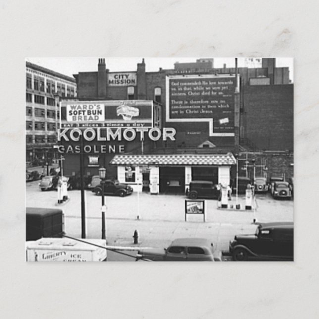 Gasstation Cleveland Ohio Vintages Foto Postkarte (Vorderseite)