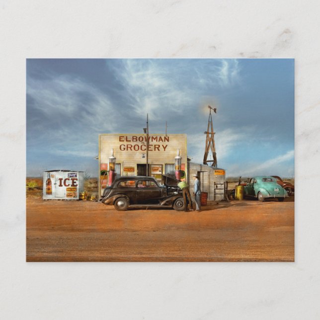 Gasstation - Mitten im Nirgendwo 1940 Postkarte (Vorderseite)