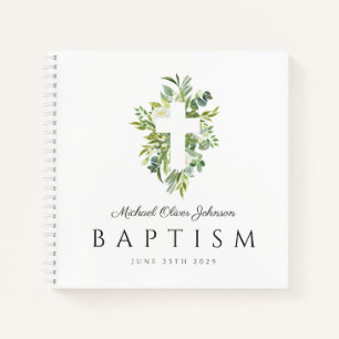 Gast der religiösen Cross Green Botanical Baptism Notizbuch