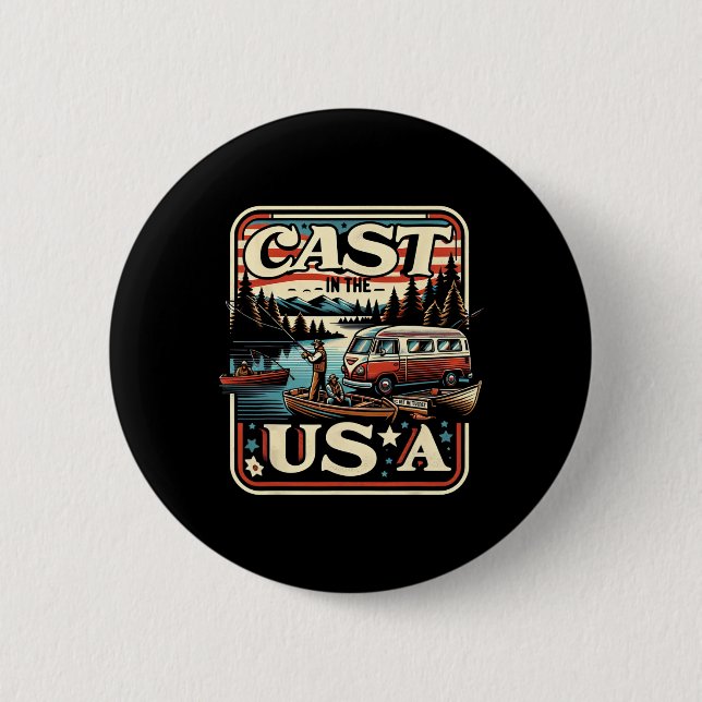Gast in der Vintagen US-Fischerei-Abenteuer Button (Vorderseite)