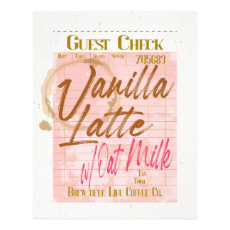 Gast Karo Empfang Vanilla Latte Kaffee Hafermilch Fotodruck