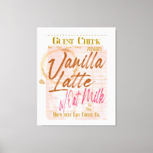 Gast Karo Empfang Vanilla Latte Kaffee Hafermilch Leinwanddruck