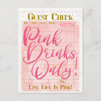Gast Karo erhalten rosa Getränke Preppy Feminine Postkarte