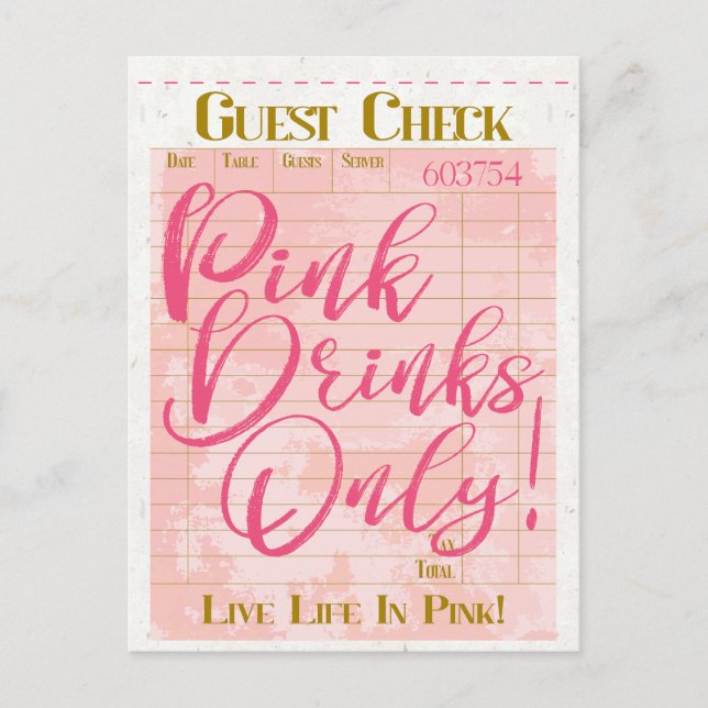 Gast Karo erhalten rosa Getränke Preppy Feminine Postkarte (Vorderseite)
