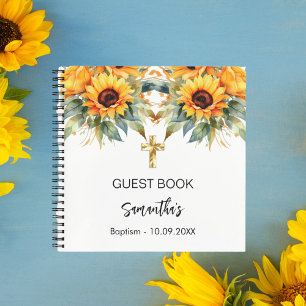Gastbuch Taufe Sonnenblumen Aquarellkreuz Notizbuch