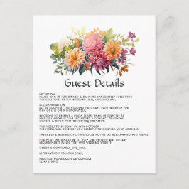 Gastdetails zu Hochzeiten in Rosa, Orange und Grün Begleitkarte
