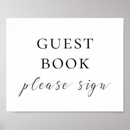 Gästebeschild. Schwarzweißskripthochzeit Poster