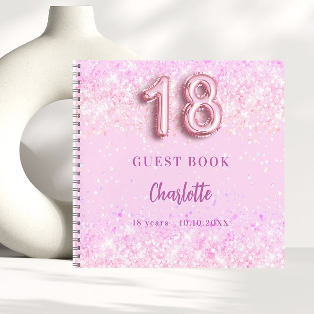 Gästebuch 18. Geburtstag rosa Konfetti Name Notizbuch (Von Creator hochgeladen)