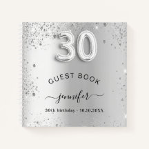 Gästebuch 30. Geburtstag Silberner Glitzer Name gl