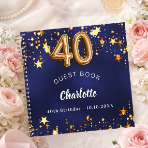 Gästebuch 40. Geburtstag navyblau goldene Sterne Notizbuch