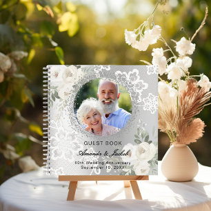 Gästebuch 60th Wedding Anniversary Silber-Foto Notizbuch