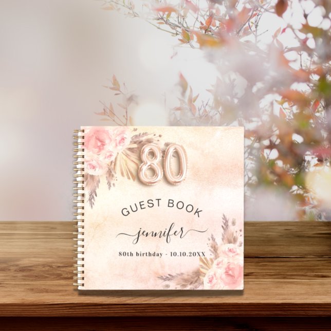 Gästebuch 80. Geburtstag Pampas Gras Rose Gold Notizbuch (Von Creator hochgeladen)