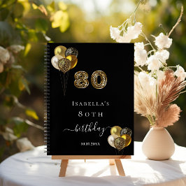 Gästebuch 80. Geburtstag schwarzes Gold Leopard Ti Notizbuch