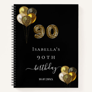 Gästebuch 90. Geburtstag schwarzes Gold Leopard Ti Notizbuch