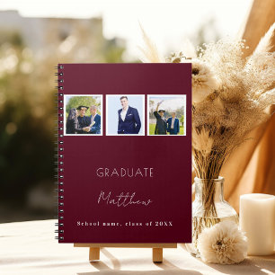 Gästebuch Abschluss burgundy Foto Name Notizblock