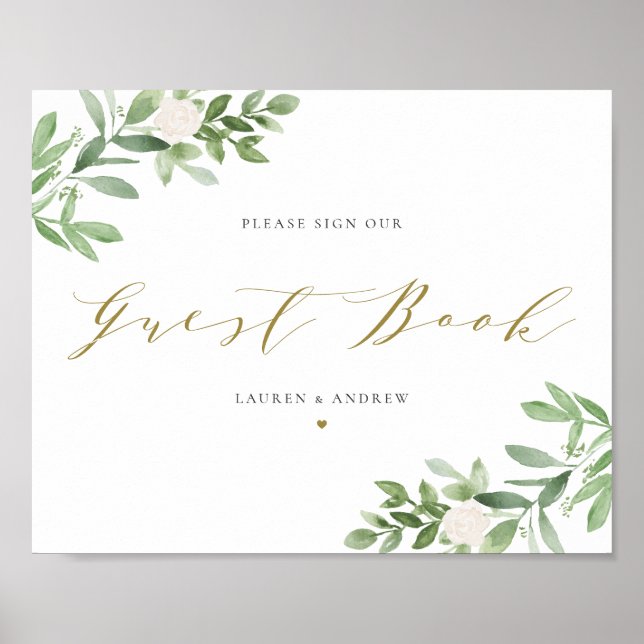 Gästebuch Aquarell und Weiße Blume (Vorne)