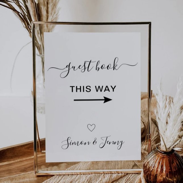 Gästebuch auf diese Weise signieren Einladung (Wedding Guest Book This Way Sign Template)
