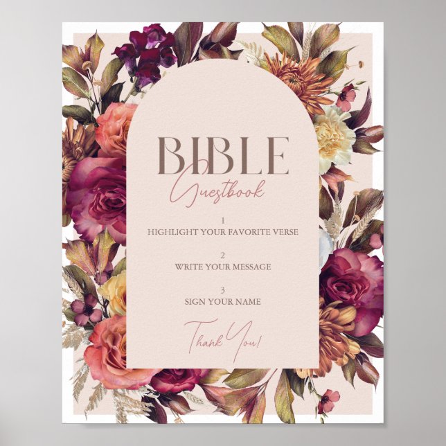 Gästebuch "Autumn Wreath Pink Baby Shower" (Vorne)