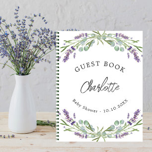 Gästebuch Baby Dusche Lavendel violett eucalyptus Notizbuch